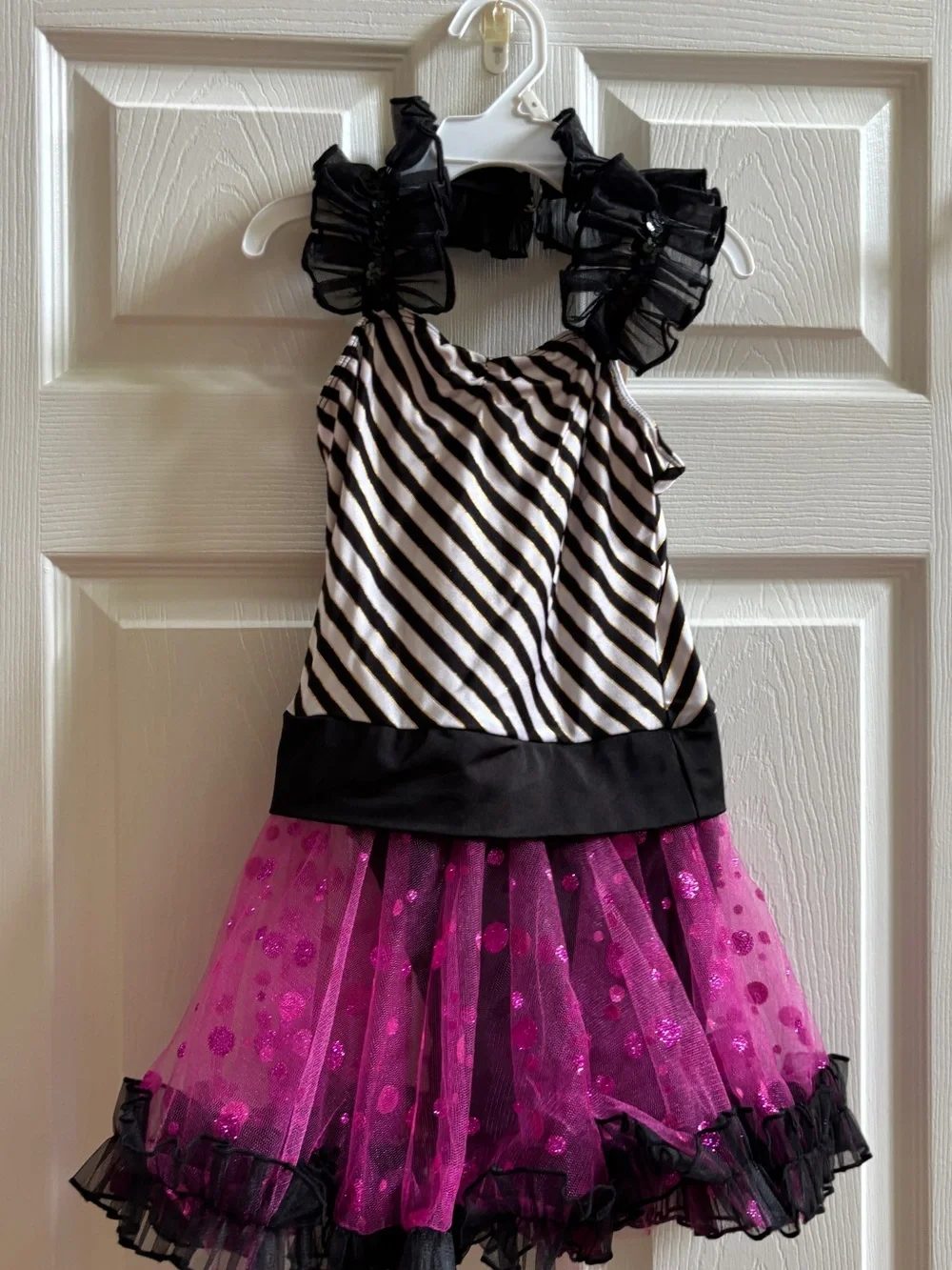 Girls Black & Hot Pink Striped Tutu Costume Dress